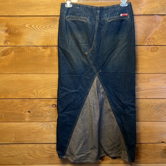 GUESS Originals Split Back Denim Skirt 30 maxi USA made event casual Vintage Y2K - Picture 11 of 11